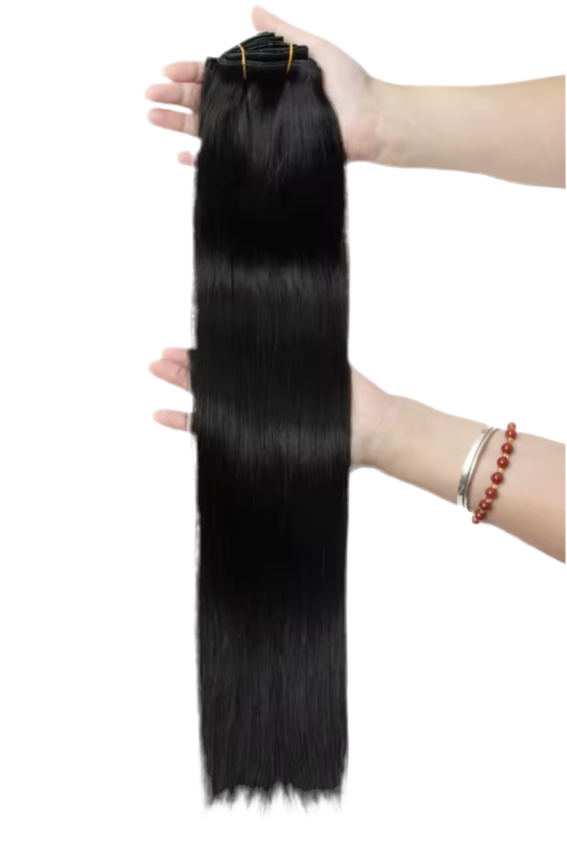 Extensions Clips Cheveux Russes Naturels - Nuance #1 Jet Black